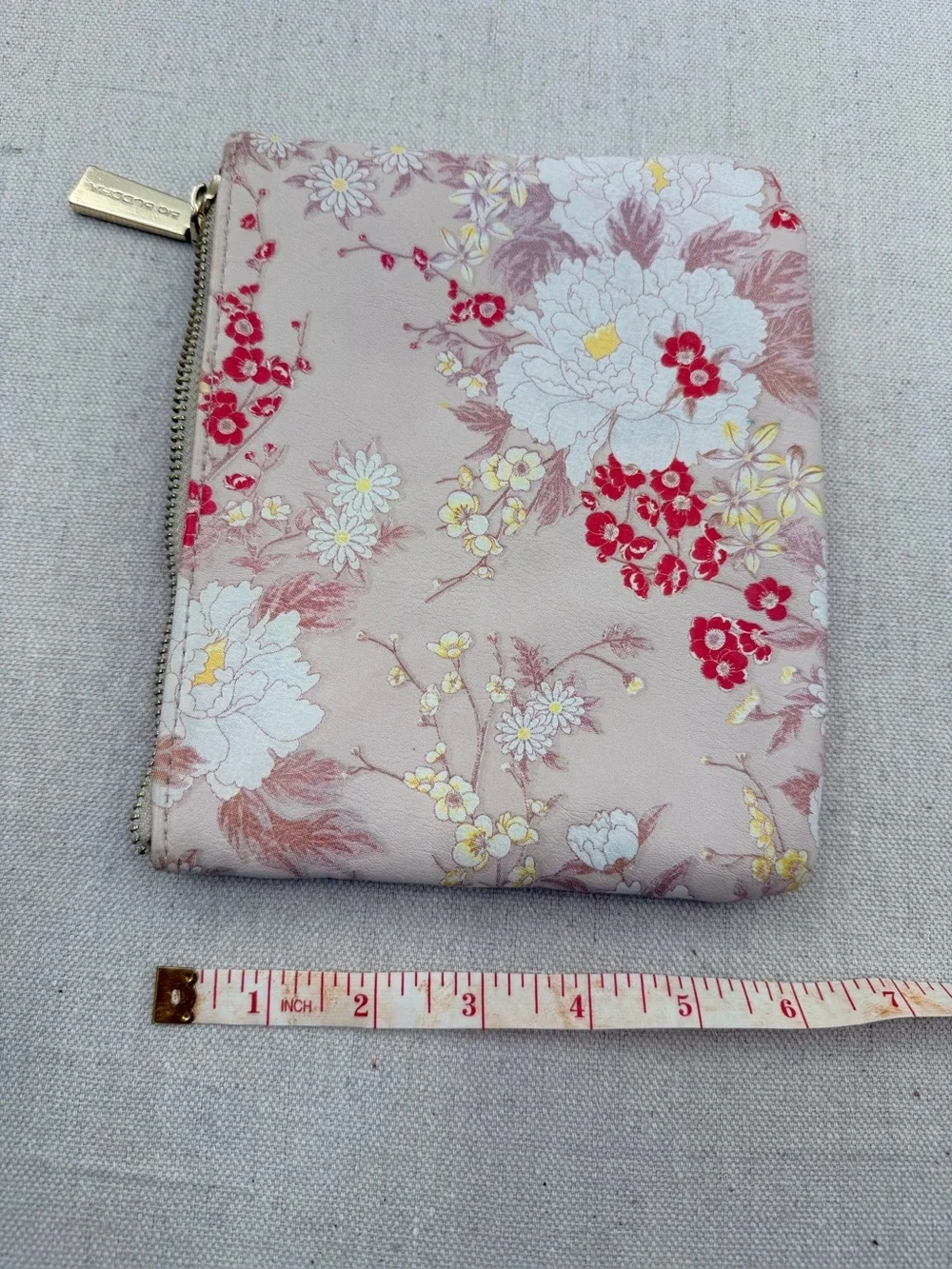 Floral Zip Pouch - Pink Floral Coin Wallet